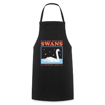 Swans Swans Swan Lover Gifts - Cooking Apron - black - Front - AI Model Male 185 dark (185cm)