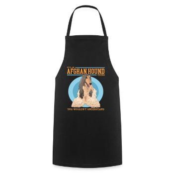 Lévrier afghan chien cadeau - Tablier de cuisine - noir - Devant - AI Model Male 185 dark (185cm)