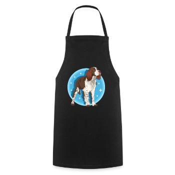 English Springer Spaniel Dog Lover Gifts - Cooking Apron - black - Front - AI Model Male 185 dark (185cm)