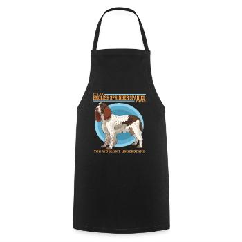 English Springer Spaniel Dog Gift - Cooking Apron - black - Front - AI Model Male 185 dark (185cm)