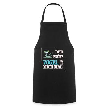 DER FRUeHE VOGEL KANN MICH MAL Shirt Morgenmuffe - Kochschürze - Schwarz - Vorne - AI Model Male 185 dark (185cm)
