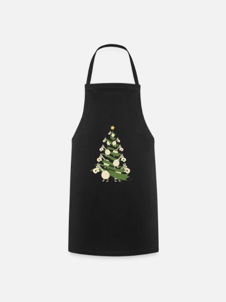 Cadeau de Noël du Père Noël avec des chevaux rigolos - Tablier de cuisine - noir