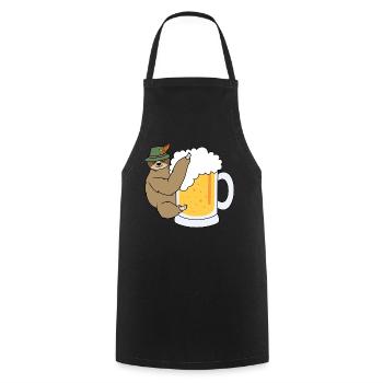 Paresseux avec de la bière buvant - Tablier de cuisine - noir - Devant - AI Model Male 185 dark (185cm)