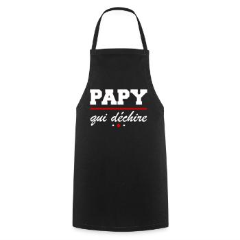 Papy qui déchire, cadeau fête des grands-pères - Tablier de cuisine - noir - Devant - AI Model Male 185 dark (185cm)