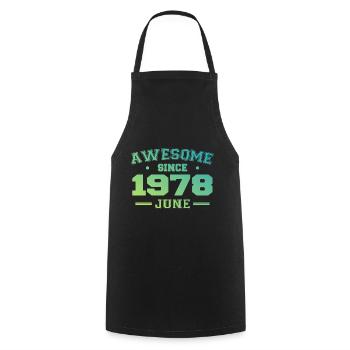 Juin 1978 Anniversaire Année 1978 Juin Cadeau 1978 - Tablier de cuisine - noir - Devant - AI Model Male 185 dark (185cm)