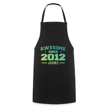 June 2012 Birthday Year 2012 June Gift 2012 - Cooking Apron - black - Front - AI Model Male 185 dark (185cm)
