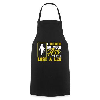 Handicap Amputee Amputation Prosthetic Leg - Cooking Apron - black - Front - AI Model Male 185 dark (185cm)
