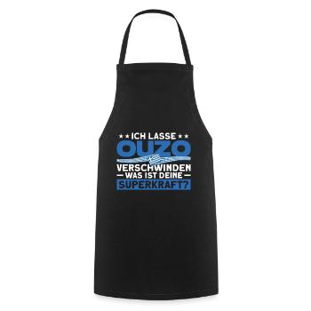 Grieche Ouzo Kos Geschenk - Kochschürze - Schwarz - Vorne - AI Model Male 185 dark (185cm)