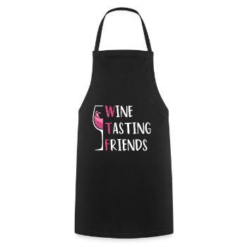 Wein Freunde Wine Tasting Friends - Cooking Apron - black - Front - AI Model Male 185 dark (185cm)