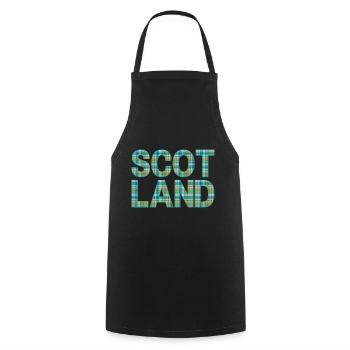 Schottland Tartan Schriftzug Dudelsack Highlands - Kochschürze - Schwarz - Vorne - AI Model Male 185 dark (185cm)