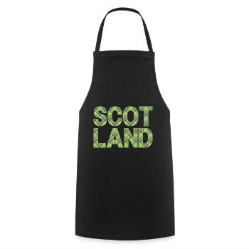 Schottland Tartan Schriftzug Dudelsack Highlands - Kochschürze - Schwarz - Vorne - AI Model Male 185 dark (185cm)