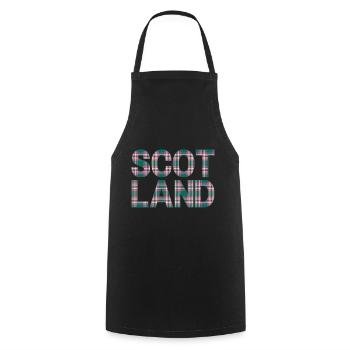 Schottland Tartan Schriftzug Dudelsack Highlands - Kochschürze - Schwarz - Vorne - AI Model Male 185 dark (185cm)