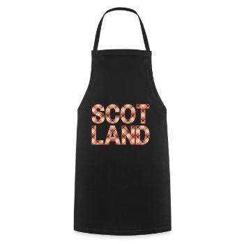 Schottland Tartan Schriftzug Dudelsack Highlands - Kochschürze - Schwarz - Vorne - AI Model Male 185 dark (185cm)