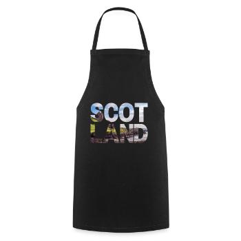 Schottland Tartan Schriftzug Dudelsack Highlands - Kochschürze - Schwarz - Vorne - AI Model Male 185 dark (185cm)