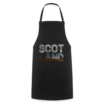 Schottland Tartan Schriftzug Dudelsack Highlands - Kochschürze - Schwarz - Vorne - AI Model Male 185 dark (185cm)