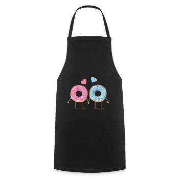 Valentinstag Valentinsday Love Paar Liebe Donut - Kochschürze - Schwarz - Vorne - AI Model Male 185 dark (185cm)
