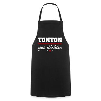 Tonton qui déchire, idée cadeau noël, oncle - Tablier de cuisine - noir - Devant - AI Model Male 185 dark (185cm)