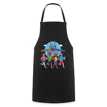 Pas de douleur, pas d’eau de Cologne - Tablier de cuisine - noir - Devant - AI Model Male 185 dark (185cm)