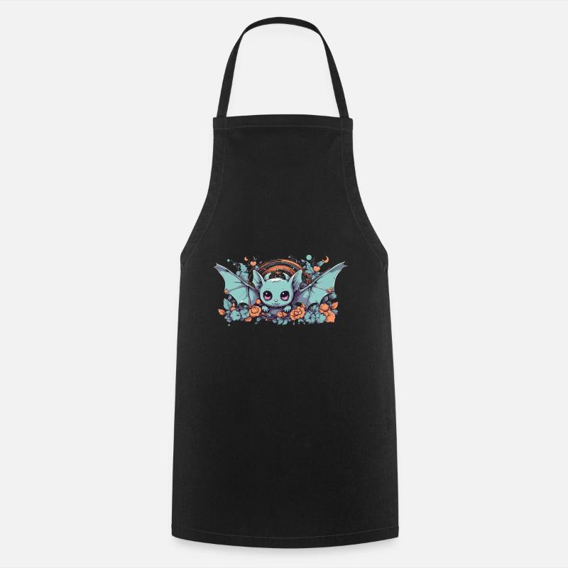Chibi Ghoul Bat Kawaii Gothic Anime - Cooking Apron - black