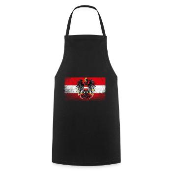 Österreich Flagge im coolen Grunge Retro Look - Kochschürze - Schwarz - Vorne - AI Model Male 185 dark (185cm)