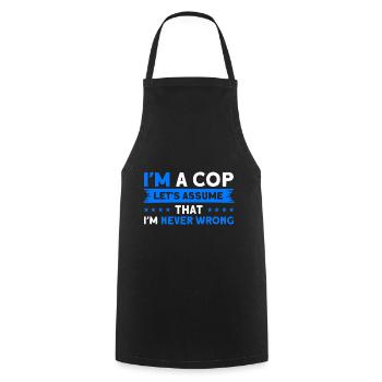 Jamais mal Policier Police Police Grand-père - Tablier de cuisine - noir - Devant - AI Model Male 185 dark (185cm)
