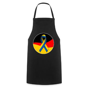 Drapeau allemand avec ruban de paix ukrainien - Tablier de cuisine - noir - Devant - AI Model Male 185 dark (185cm)