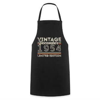 Vintage Décembre 1954 - 71e Anniversaire Décember - Tablier de cuisine - noir - Devant - AI Model Male 185 dark (185cm)