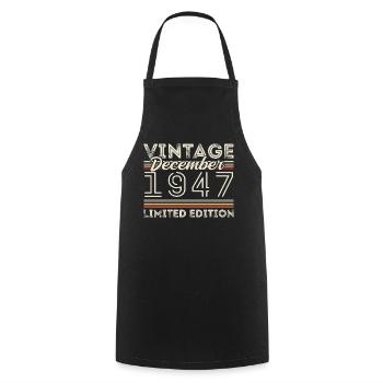 Vintage Décembre 1947 - 78e Anniversaire Décember - Tablier de cuisine - noir - Devant - AI Model Male 185 dark (185cm)