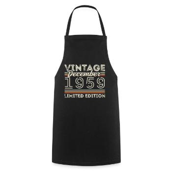 Vintage Décembre 1959 - 66e Anniversaire Décember - Tablier de cuisine - noir - Devant - AI Model Male 185 dark (185cm)