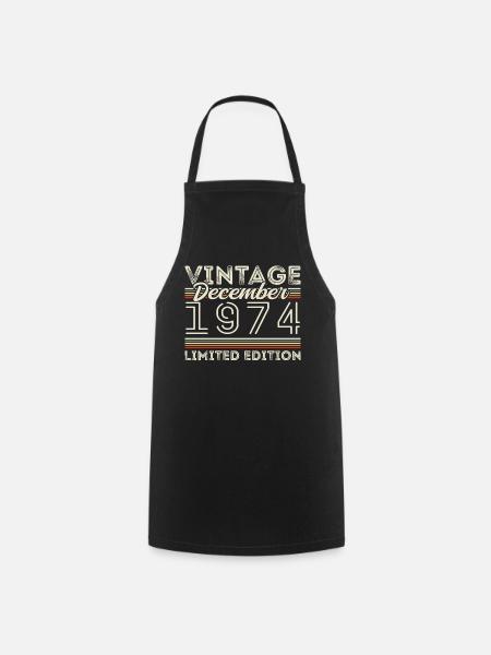 Vintage December 1974 - 51st Anniversary December - Cooking Apron - black