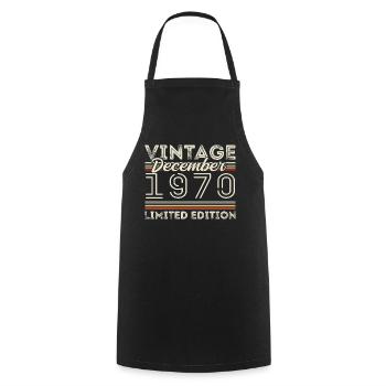 Vintage December 1970 - 55th Anniversary December - Cooking Apron - black - Front - AI Model Male 185 dark (185cm)