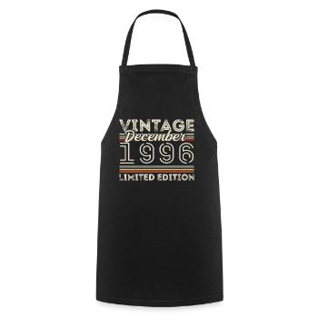 Vintage December 1996 - 29th Anniversary December - Cooking Apron - black - Front - AI Model Male 185 dark (185cm)