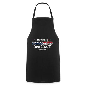 My wife is Panameno Panama Souvenir - Cooking Apron - black - Front - AI Model Male 185 dark (185cm)