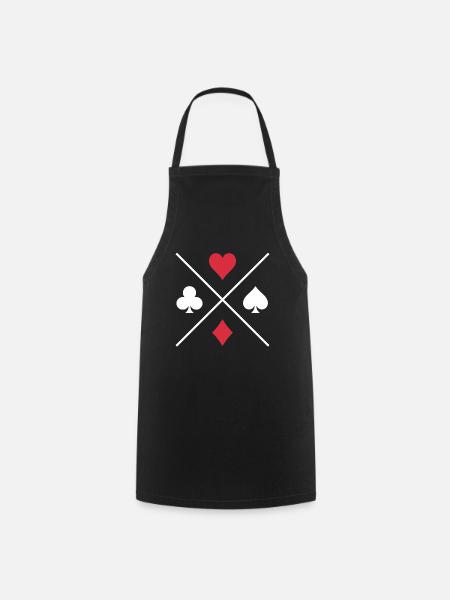 Cartes de poker Icône Cross Cross Spades Heart Check - Tablier de cuisine - noir