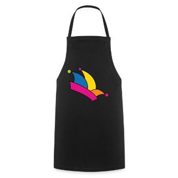 Narrenkappe Fasching Regenbogenfarben Kostüm Narr - Kochschürze - Schwarz - Vorne - AI Model Male 185 dark (185cm)