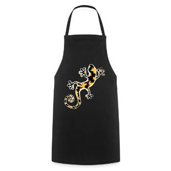 Yellow and black spotted leopard gecko - Cooking Apron - black - Front - AI Model Male 185 dark (185cm)