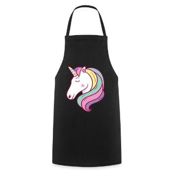 Licorne Tête de licorne colorée - Tablier de cuisine - noir - Devant - AI Model Male 185 dark (185cm)