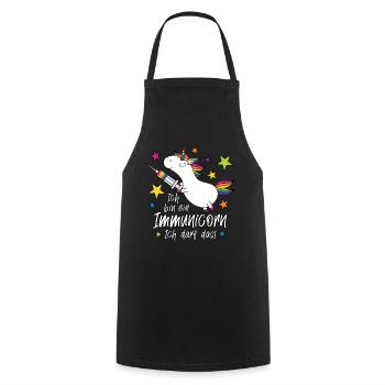 vaccinated! I am an Immunicorn I may! - Cooking Apron - black - Front - AI Model Male 185 dark (185cm)