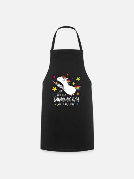 vaccinated! I am an Immunicorn I may! - Cooking Apron - black