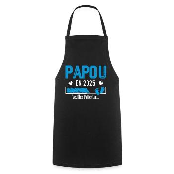 Papou en 2025 cadeau futur Papy - Tablier de cuisine - noir - Devant - AI Model Male 185 dark (185cm)
