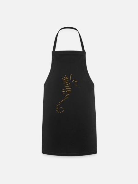 Hippocampe - animal doux - Animal marin - Océan - Tablier de cuisine - noir
