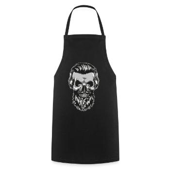 Hipster skull with beard and headphones - Cooking Apron - black - Front - AI Model Male 185 dark (185cm)
