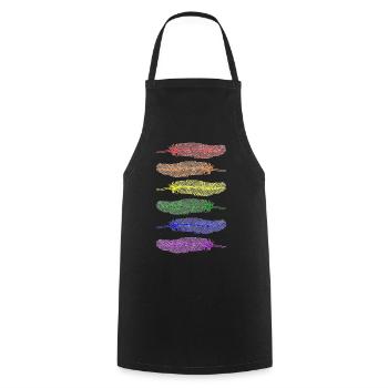 Federn Regenbogen - Kochschürze - Schwarz - Vorne - AI Model Male 185 dark (185cm)