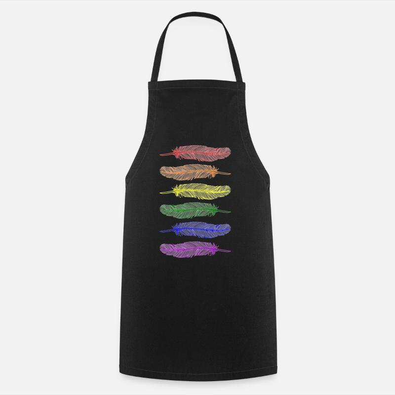 Feathers Rainbow - Cooking Apron - black
