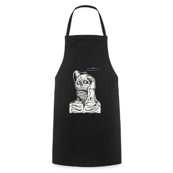 Dessin au trait du sweat à capuche tête de mort - Tablier de cuisine - noir - Devant - AI Model Male 185 dark (185cm)