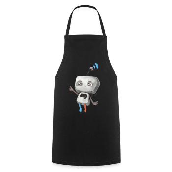 Petit robot - Tablier de cuisine - noir - Devant - AI Model Male 185 dark (185cm)