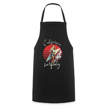 Californie Surf Rétro Sunset Surfer Fille - Tablier de cuisine - noir - Devant - AI Model Male 185 dark (185cm)