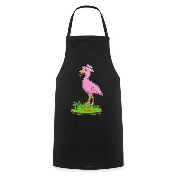 Chapeau de flamant rose - Tablier de cuisine - noir - Devant - AI Model Male 185 dark (185cm)