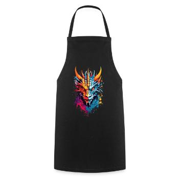 Cool Dragon - Cooking Apron - black - Front - AI Model Male 185 dark (185cm)
