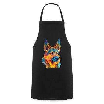 Geometric German Shepherd Dog Art - Cooking Apron - black - Front - AI Model Male 185 dark (185cm)